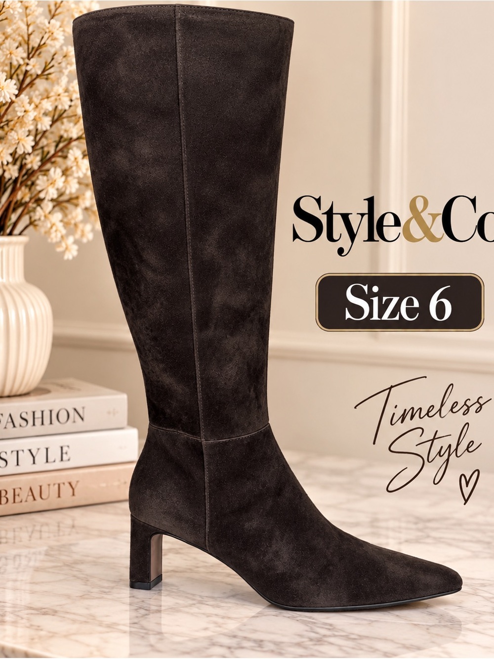Style & Co. Black Over-the-Knee Suede Boots